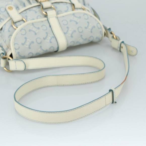 CELINE C Macadam Canvas Shoulder Bag Light Blue Auth 107709 - Picture 7 of 16